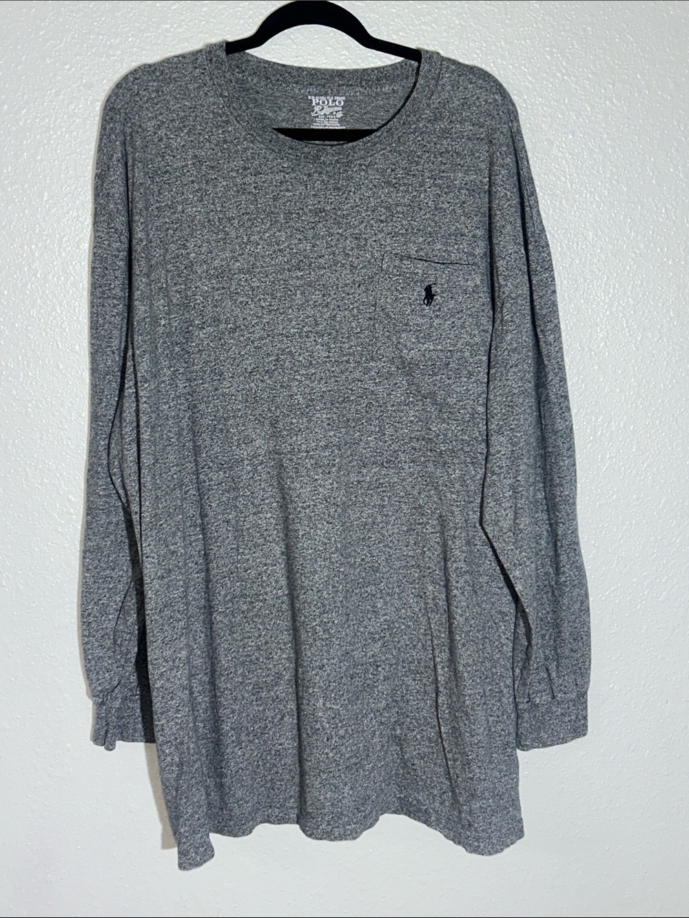 Polo by Ralph Lauren Men's Heather Gray Long-Sleeve Pocket Tee Sz 2XLT